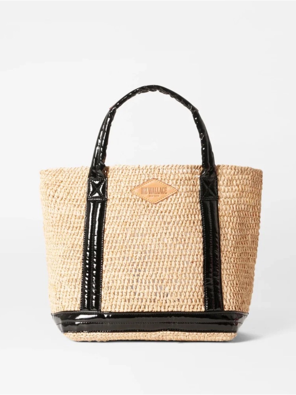 MZ Wallace Small Raffia Tote Black Lacquer NEW